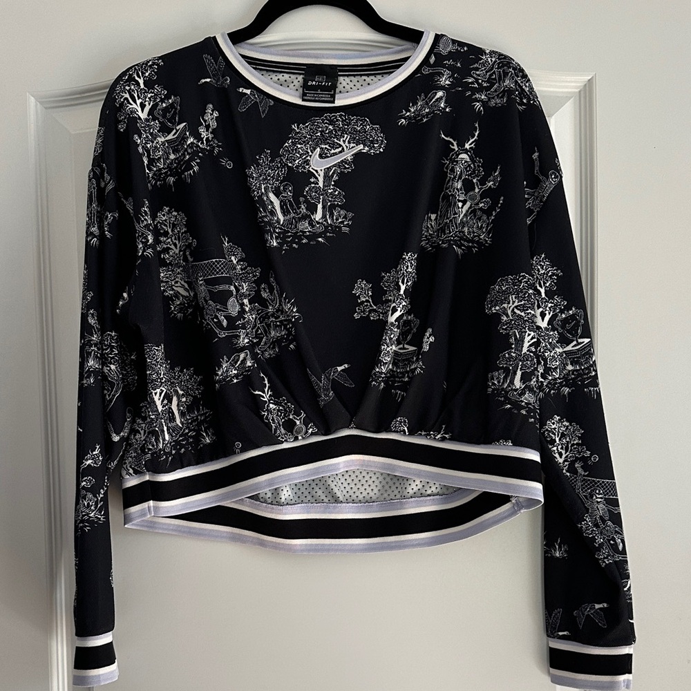 Nike Skeleton Jersey Mesh Printed Long Sleeve Crop Shirt Large